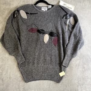 VTG Donagain Lambswool Rabbit Hair Silk Sweater Beaded Size M NWT